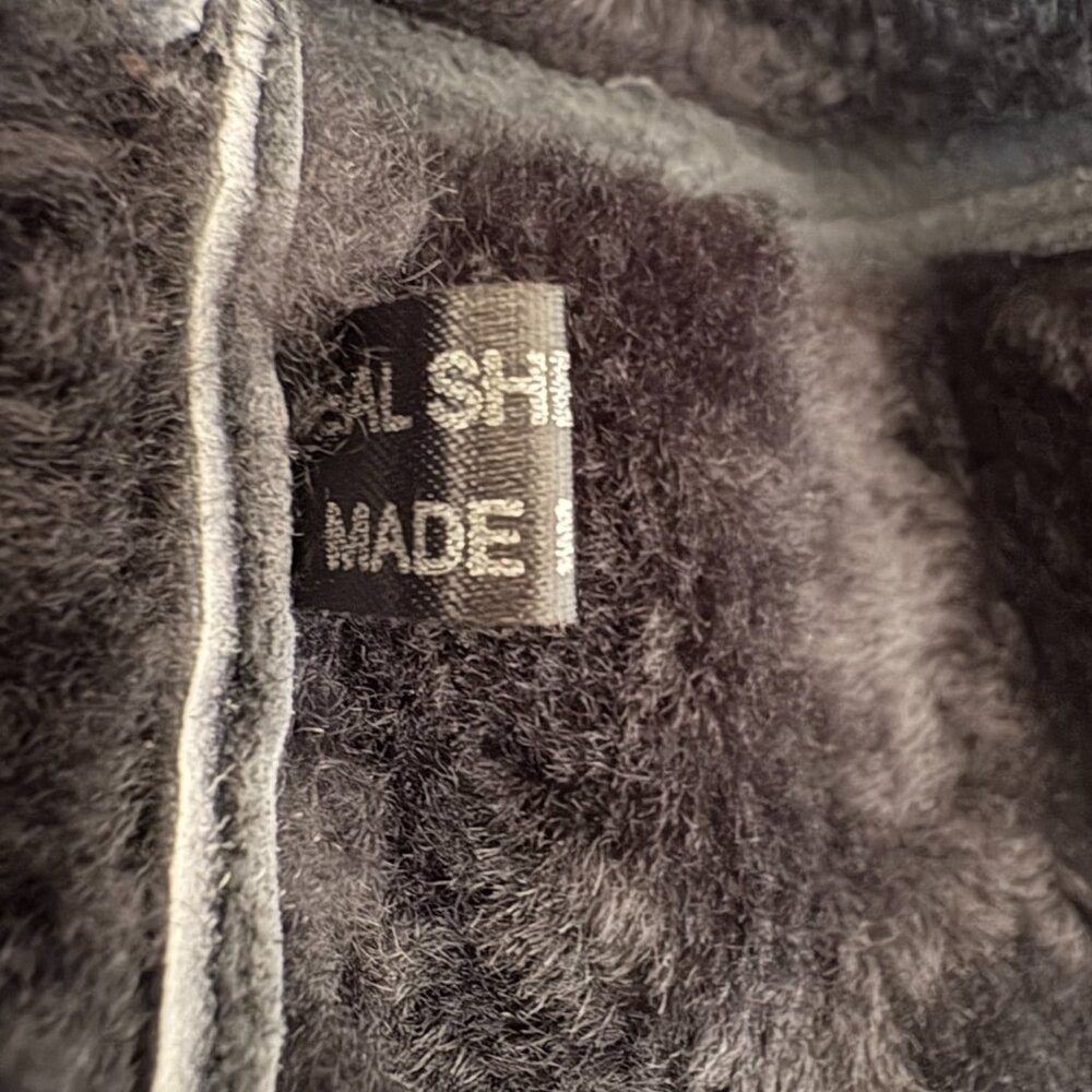 Vtg Owen Barry warm gray sheepskin shearling men's coat size XL [FLAWED; READ] - Picture 7 of 8